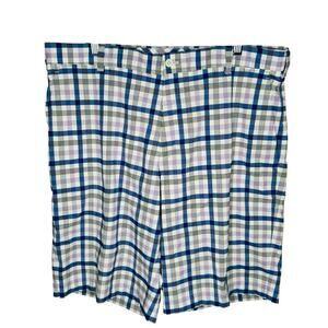 Nike Golf Mens Shorts 36 Blue Purple Plaid Pockets Zip Front Casual Sport